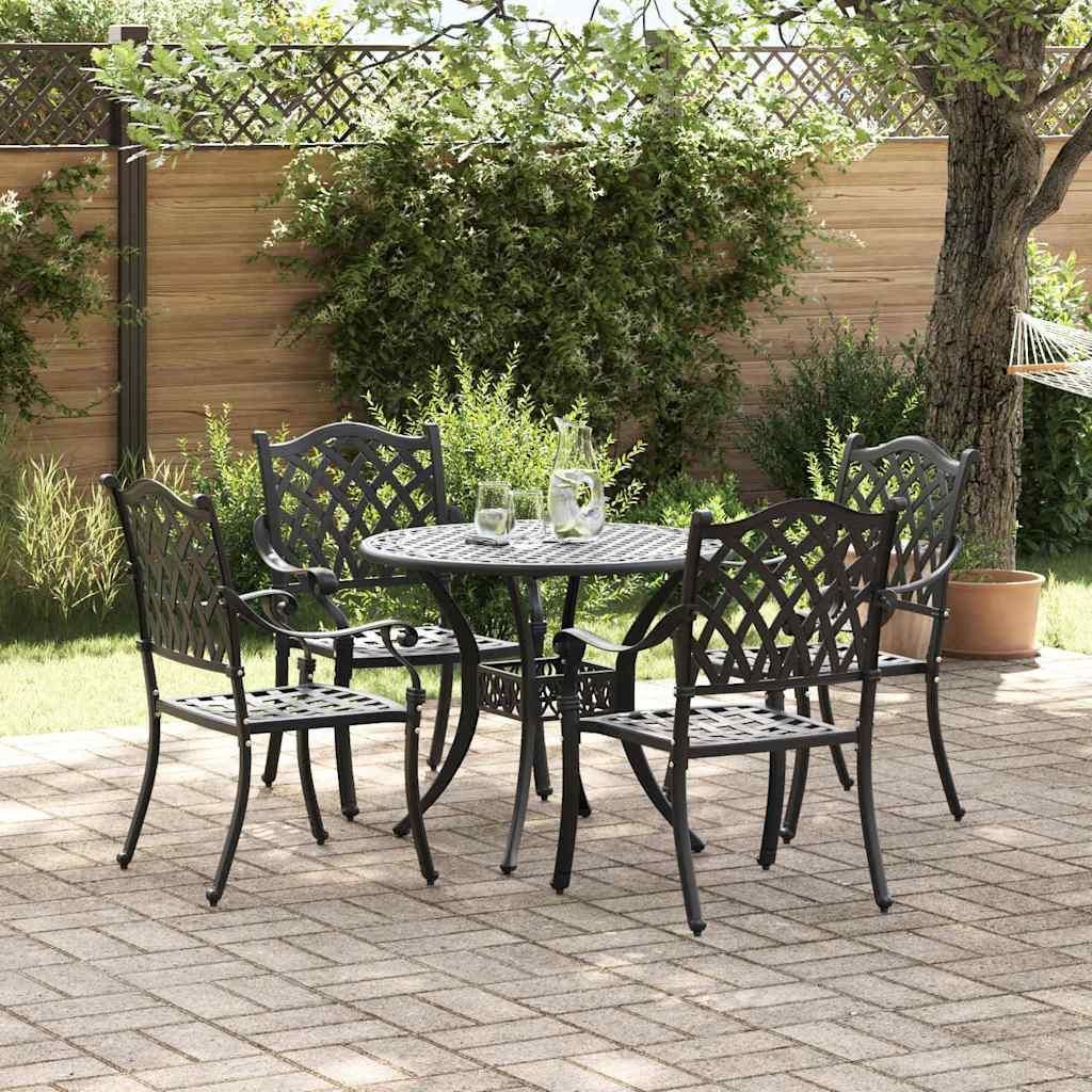 Möbel Garten Essgruppe 5 pcs Schwarz 90 x 90 x 75 cm Gussaluminium - Gartenstühle 3334693