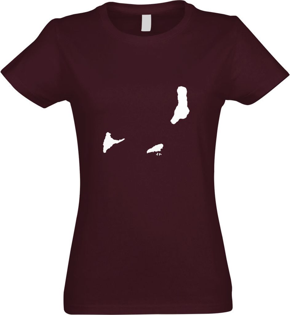 Kiwistar - T-Shirt tailliert - Damen - Burgund - Komoren Umriss Kontur - mit Motiv Bedruckt - Funshirt Design - Sport - Freizeit - Damen - S