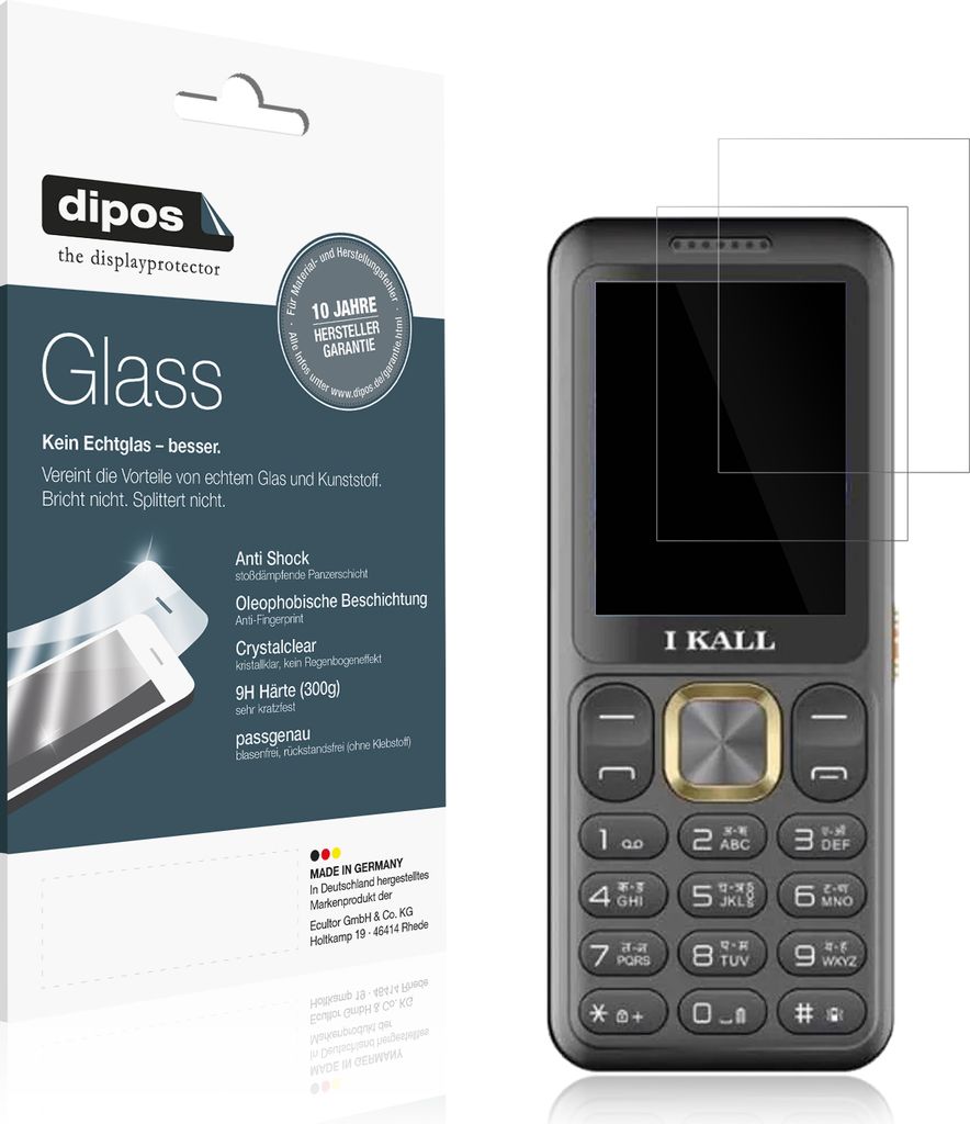 2x Schutzfolie für I Kall I5 - Anti-Shock 9H Folie dipos Glass Kunststoffglas