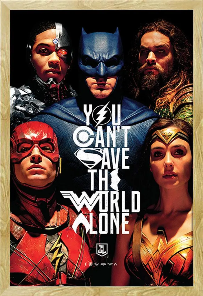 Déco Murale Justice League Poster Encadré pour Chambre Fan DC Comics 61x91
