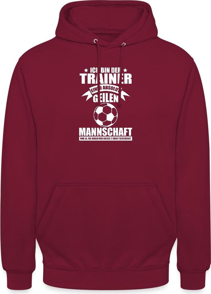 Spreadshirt Trainer Einer Absolut Geilen Mannschaft Fußballteam Uni Hoodie, S, Bordeaux