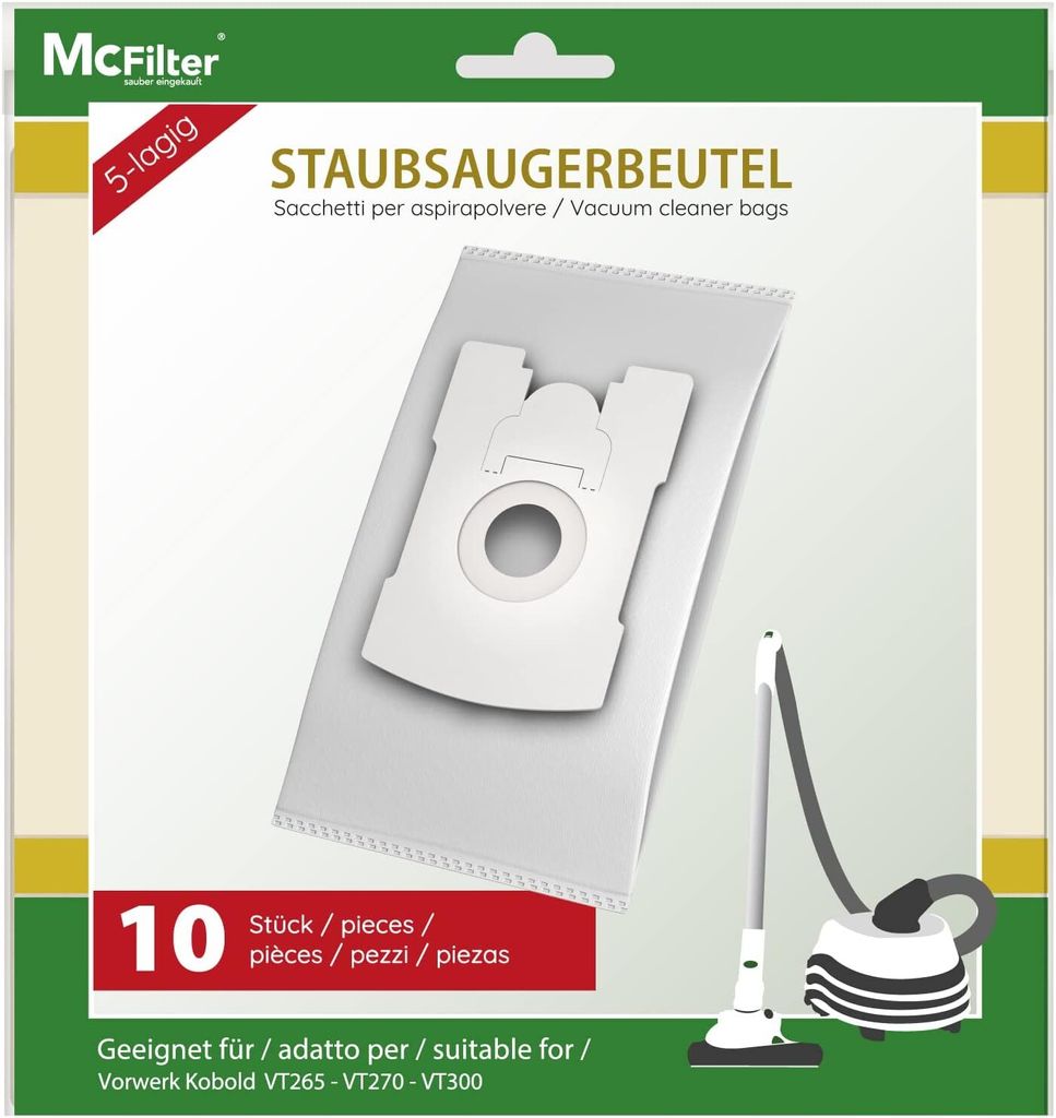 McFilter | 10 Staubsaugerbeutel geeignet für Vorwerk Tiger Produktbild 