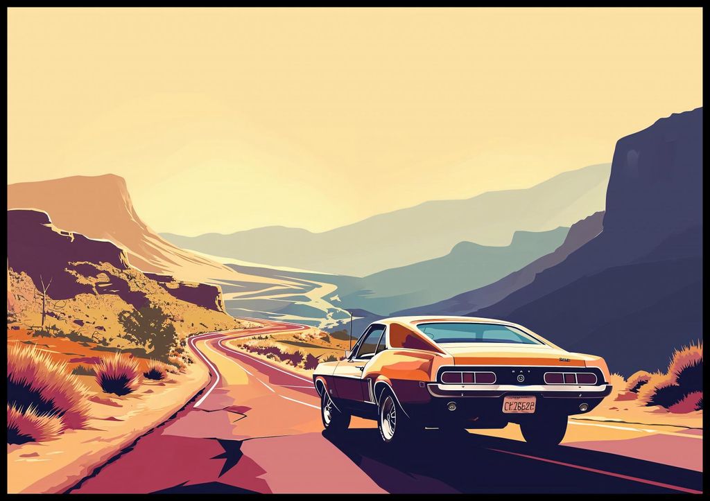 Plakat 100x70cm Weg der untergehenden Sonne