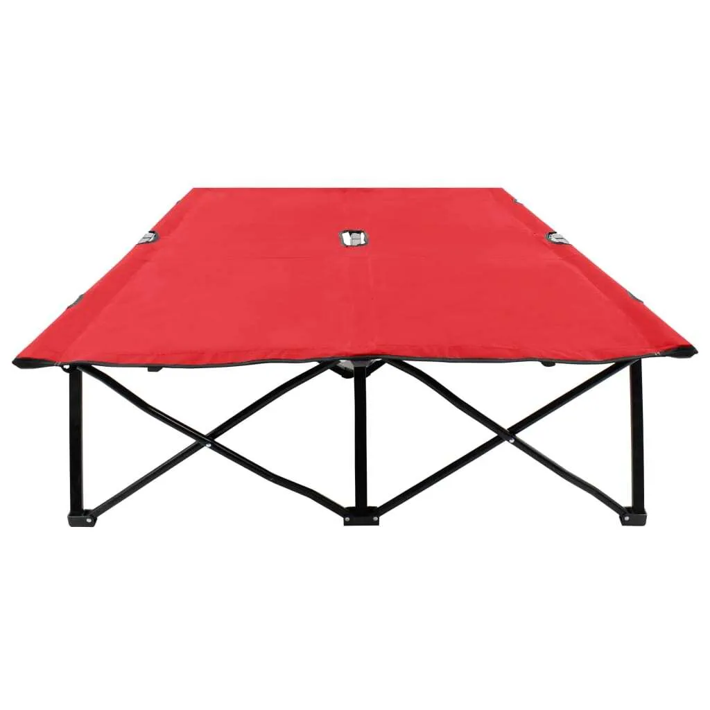 Chaise longue 2 places pliable rouge avec structure robuste en acier - 3