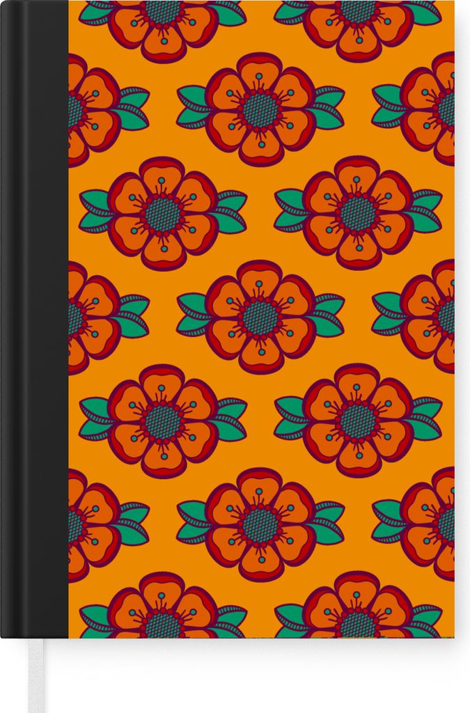 MuchoWow Notizbuch Tagebuch Haushaltsbuch Notebook A5 Design - Retro - Rosen - Orange - Notizblock - Notizheft - Notebook - Schreibblock - Papier