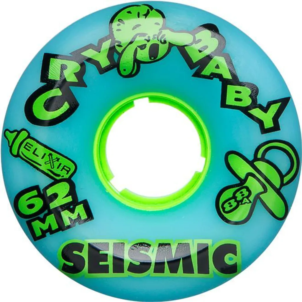 Seismic Crybaby 62mm 88a Ruote Freeride Skateboard Blu Elixir