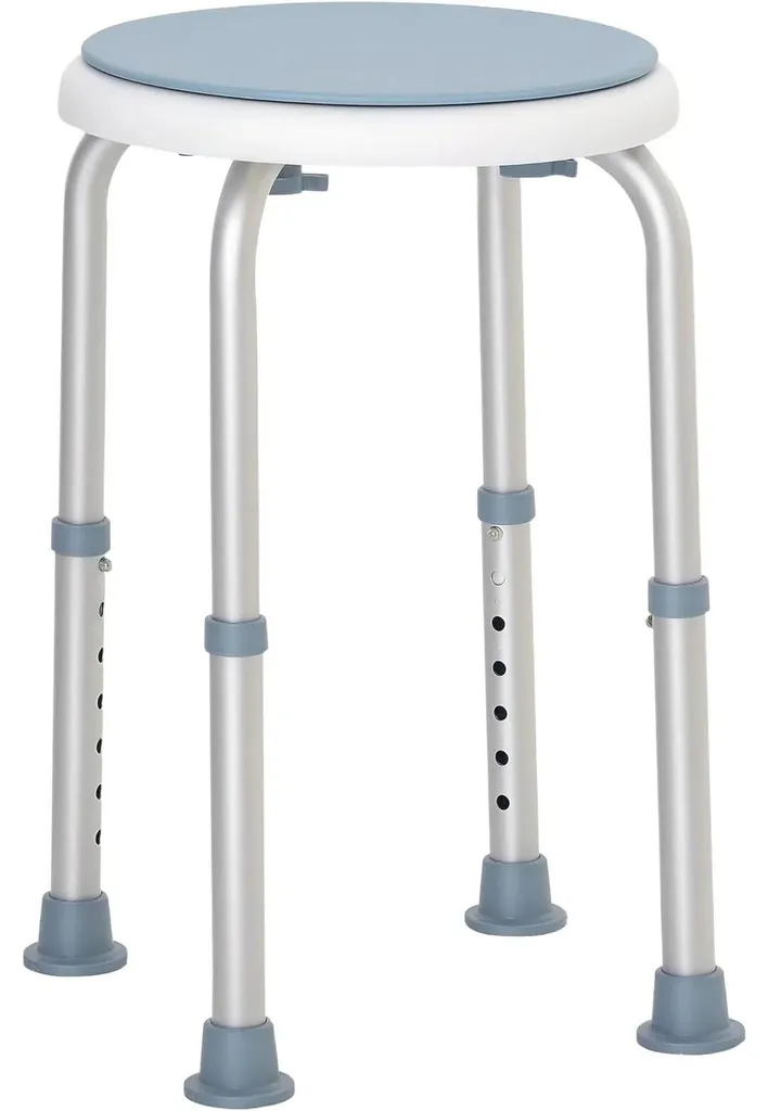 Siège de douche réglable en hauteur avec pieds antidérapants - Métal Bleu