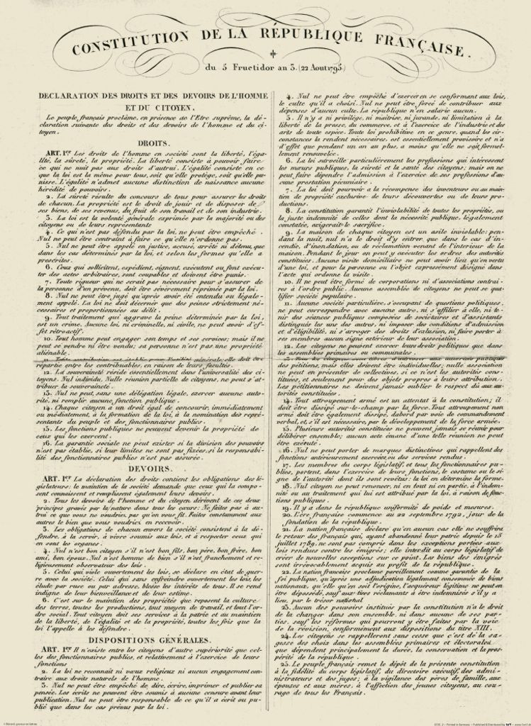 Frankreich Kunstdruck Bild - Verfassung Der Französischen Republik, 22. August 1795 (80 x 60 cm)