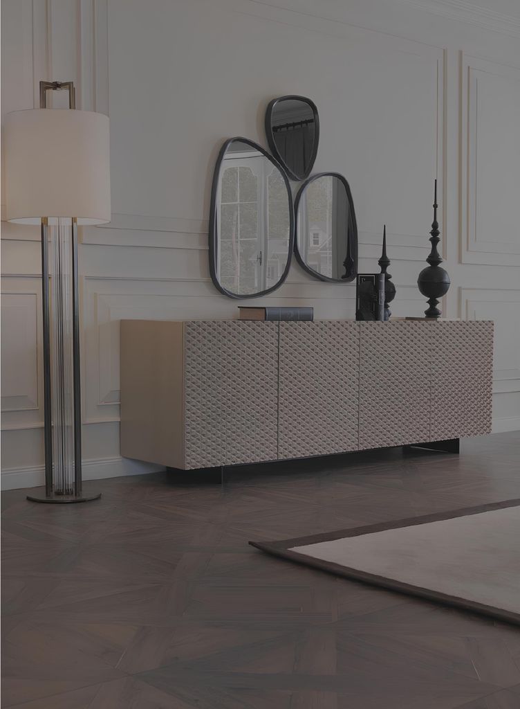 Wohnzimmer Spiegel Anrichte Schrank Edle Design Luxus 2tlg. neu Beige