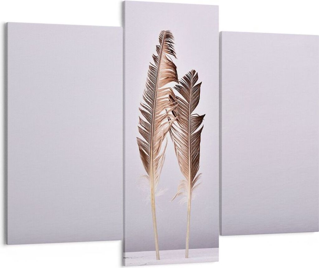 Bild auf Leinwand - Leinwandbild - 3 Teile - Zwei Federn Flieder - 130x100cm - Wand Bild - Wanddeko - Wandbilder - Leinwanddruck - Bilder - Wanddek...