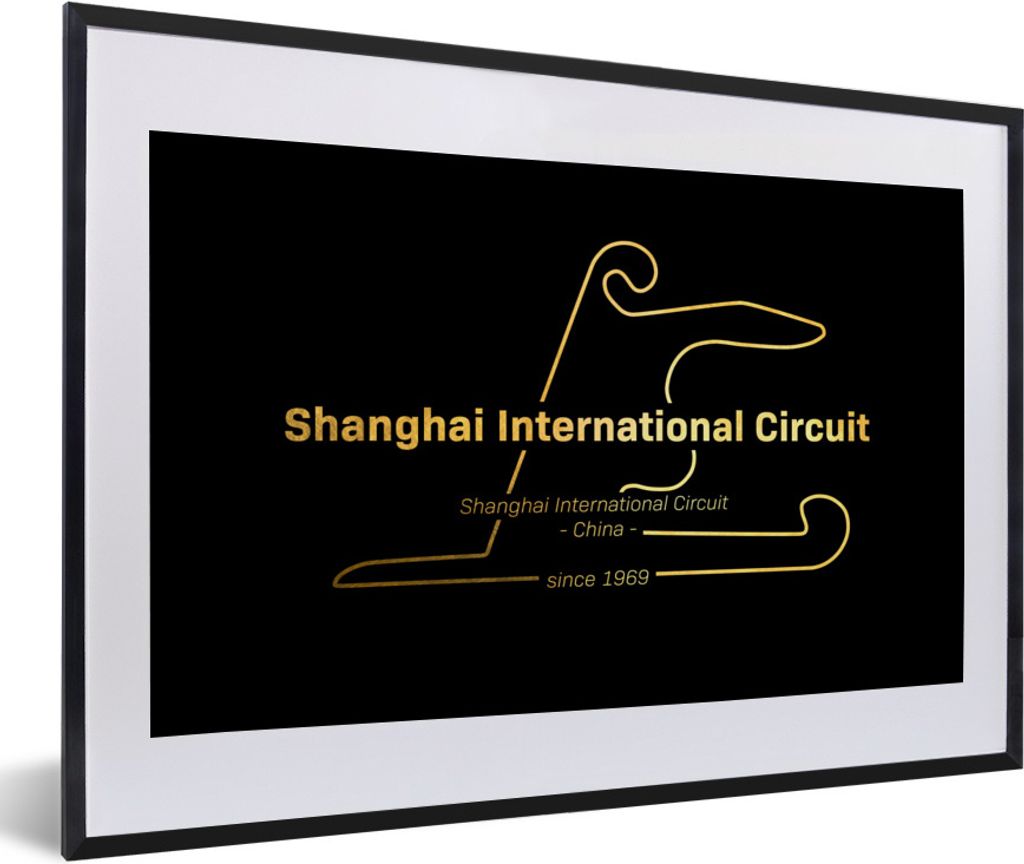 MuchoWow Gerahmtes Poster Formel 1 - Shanghai - Rennstrecke 60x40 cm - Poster mit Schwarzem Bilderrahmen Wandposter Rahmen Foto Bilder - Schlafzi...