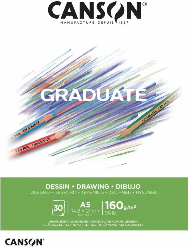 CANSON Studienblock GRADUATE ZEICHNEN DIN A5 weiß 30 Blatt