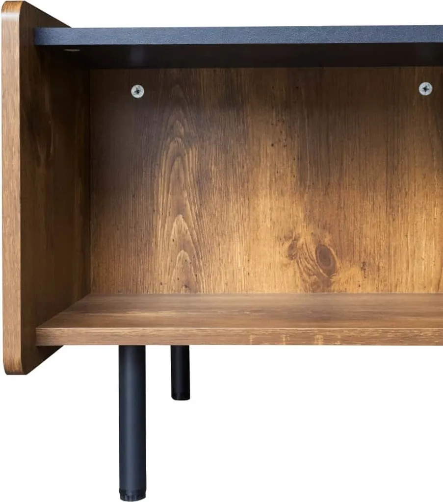 Table Basse de Salon avec Portes et Compartiments de Rangement Noir Mat - 4