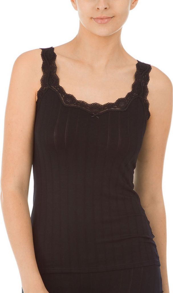 Calida Calida Damen Etude Toujours Top ohne Arm aus Baumwolle Unterhemd mit Dresdner Spitze uni 2440-00-00084