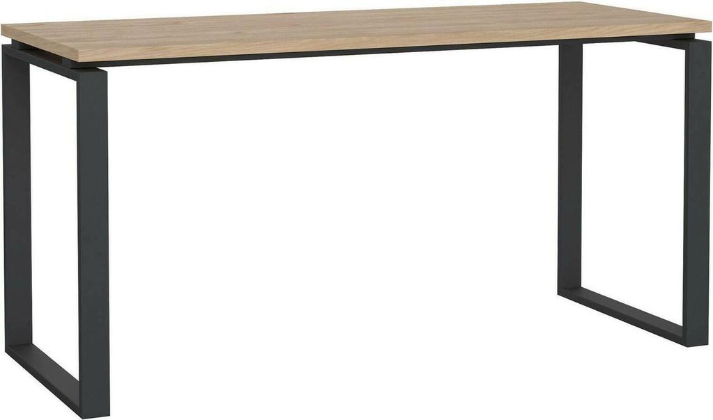 Schreibtisch Arignano, Mehrzweckschreibtisch, Bürotisch für PC, Eckschreibtisch, 150x60 h76 cm, Eiche und Grau