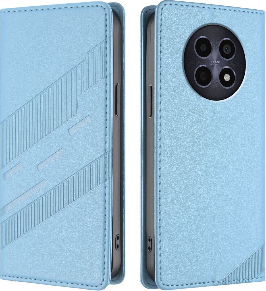 Hülle für Realme 12/Realme 12x, Kunstleder Brieftaschen Handyhülle mit Kartenfach und Standfunktion Hellblau
