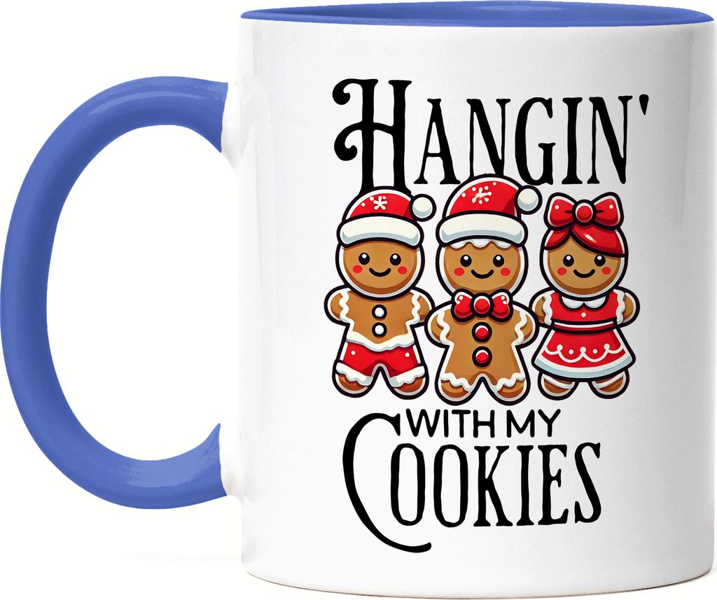 Hangin' With My Cookies Tasse blau Weihnachten Lebkuchen Lustig Geschenkidee