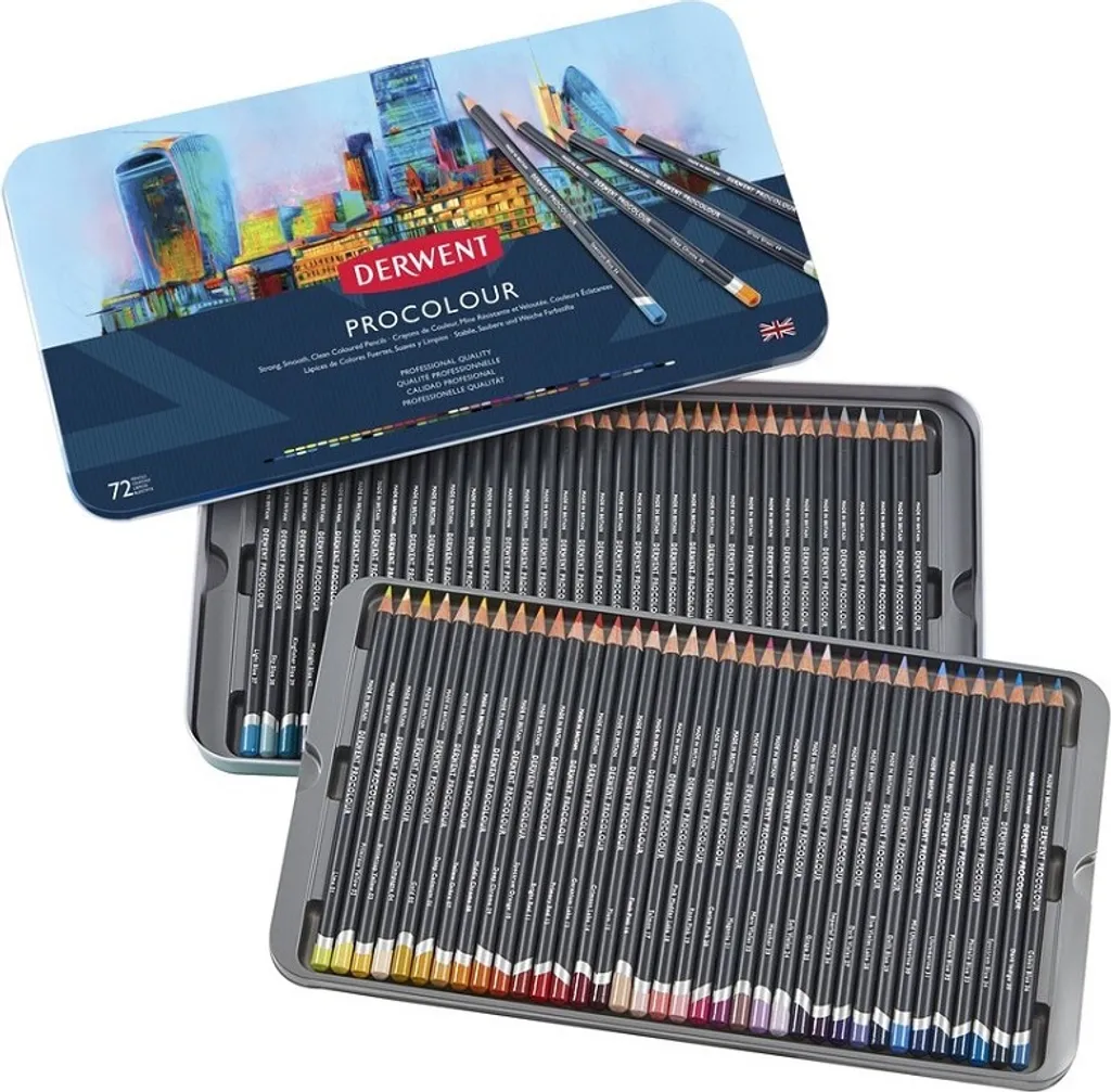 Derwent Procolour Set 72 - Pastelli Professionali in Metallo