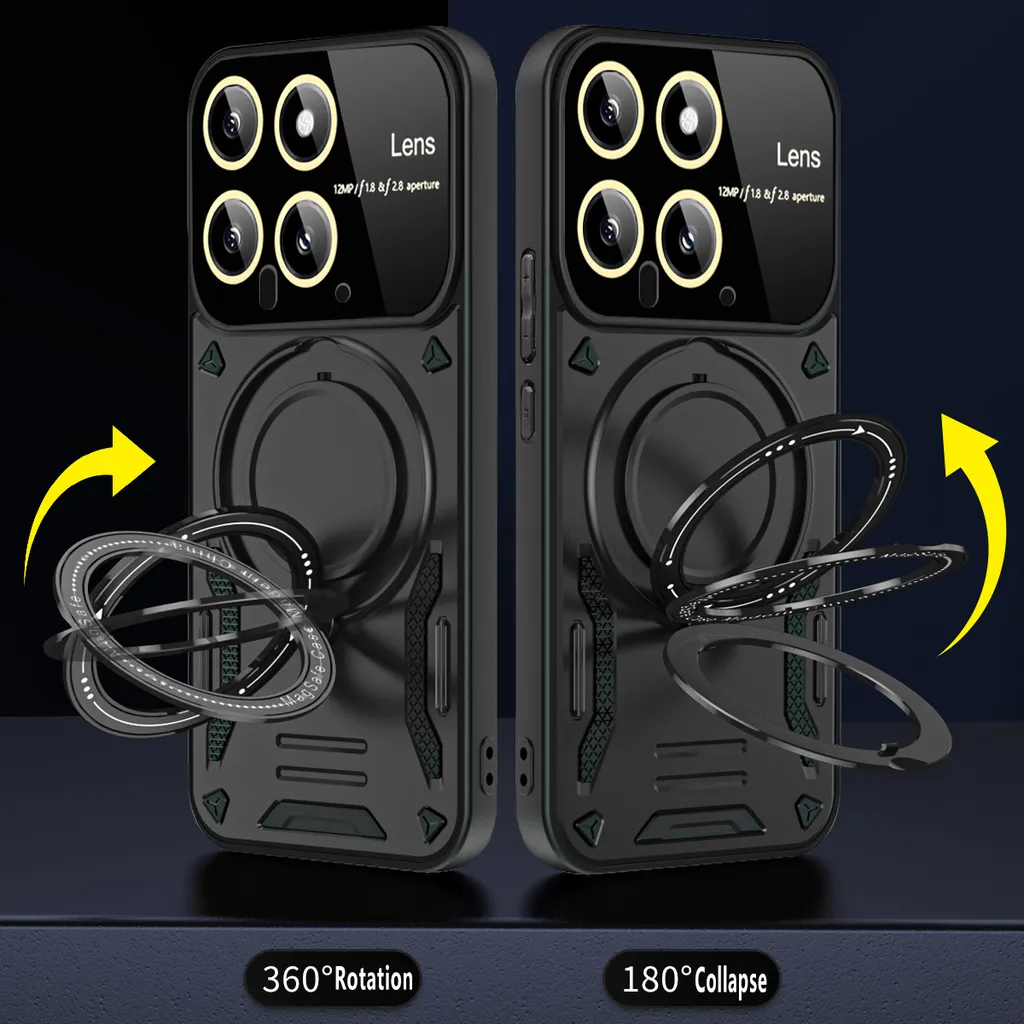 LeYi Cover per Xiaomi 14T Pro (Non per 14T) con Vetro Temperato[2 Pack], Custodia con Protezione Fotocamera[Slidable] con Anello Supporto, Antiurto Militare TPU Bumper Case per Xiaomi 14 T Pro, Nero