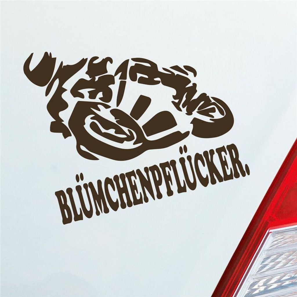 Auto Aufkleber Motorrad Blümchenpflücker Moped Bike Mopped JDM 10x11 cm Braun Sticker Heckscheibenaufkleber