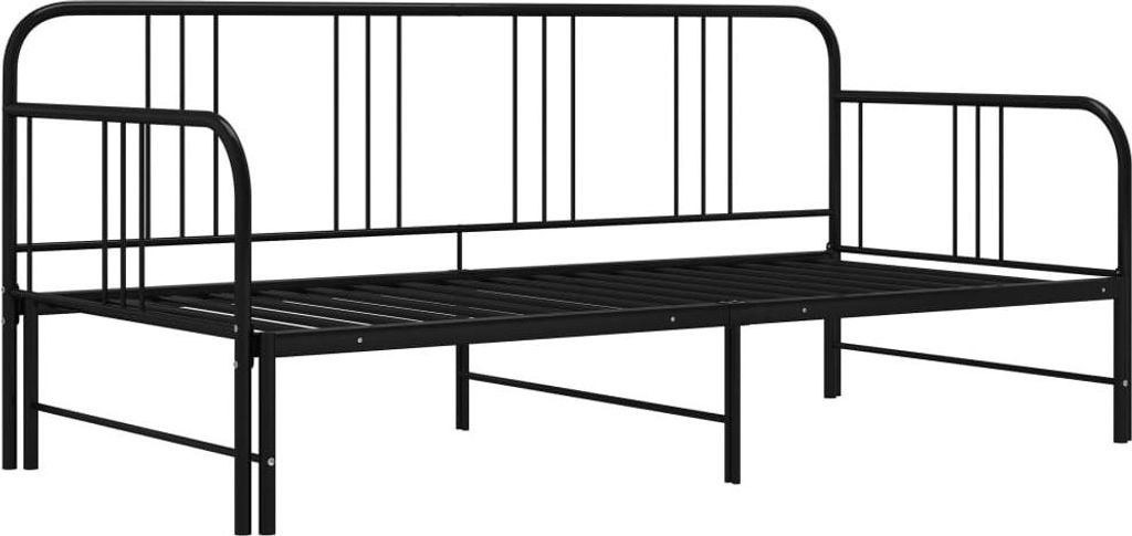 vidaXL Rozkladacia posteľ čierna kovová 90x200 cm Obrázok produktu 