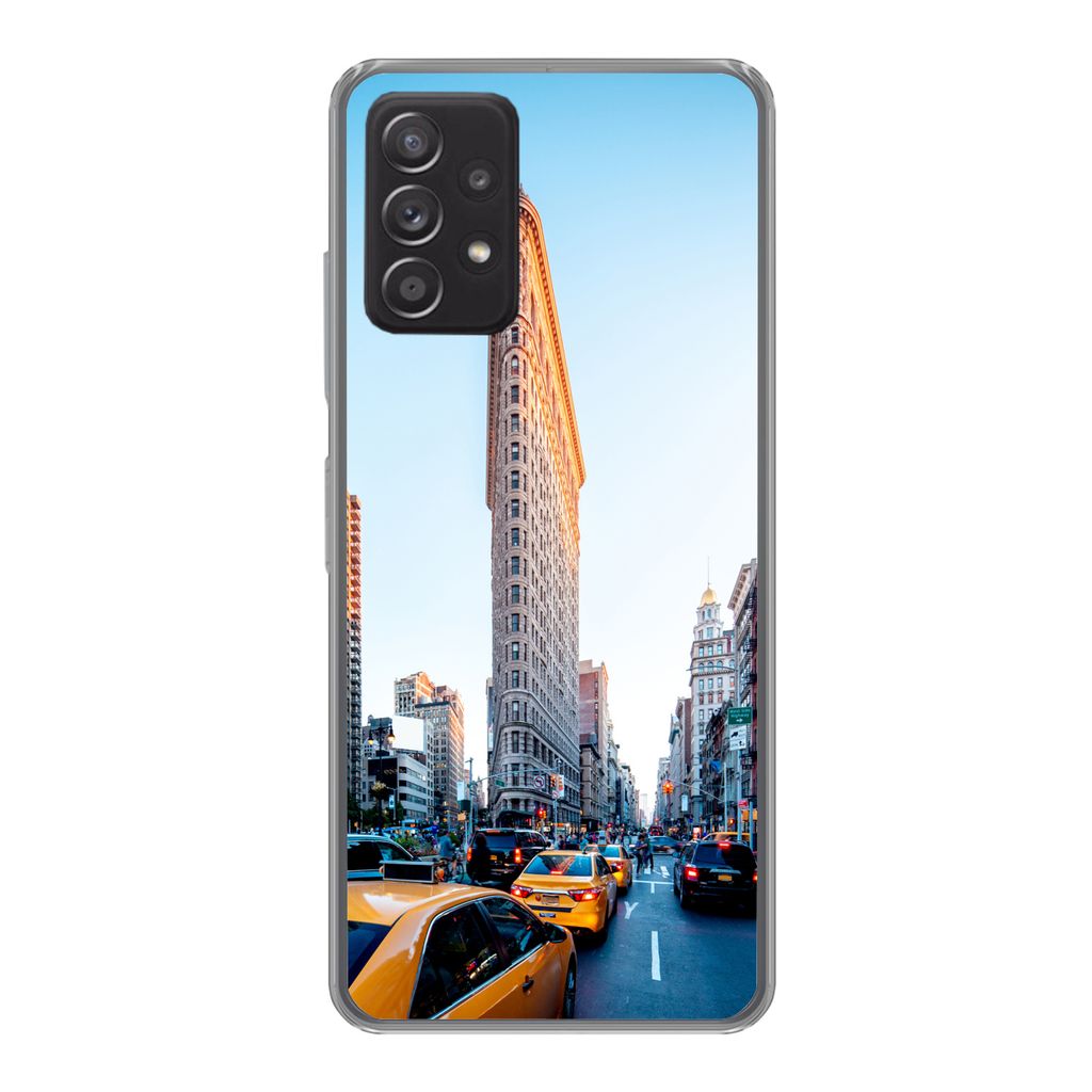 MuchoWow Handyhülle Schutzhülle Hülle für Samsung Galaxy A53 5G Starker Verkehr rund um das Flatiron Building Silikon Softcase Handy Hülle -...