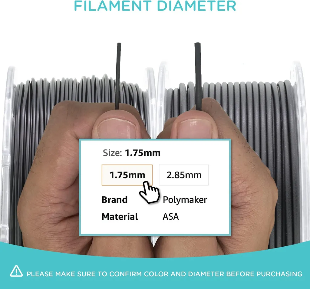 Filament 3D ASA Gris Polymaker PolyLite 1.75mm pour Impression Extérieure - 8