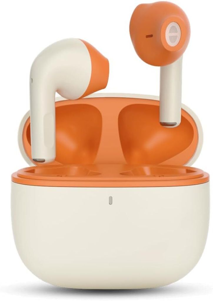 Mit Halboffenem Design, Wireless, Mit Integrierten Bedienelementen, Orangefarbenen Ohrhörern, Leicht Tragbarem Design
