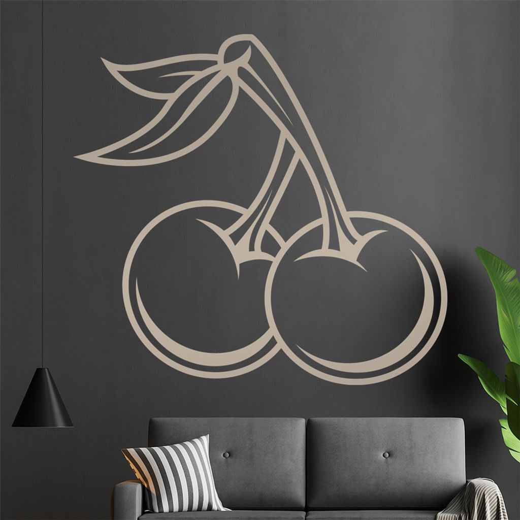 KIWISTAR Kirsch Tattoo Frucht Cherry Verlockung Wandtattoo in 6 Größen - Wandaufkleber Wall Sticker - Dekoration, Küche, Wohnzimmer, Schlafzimme...