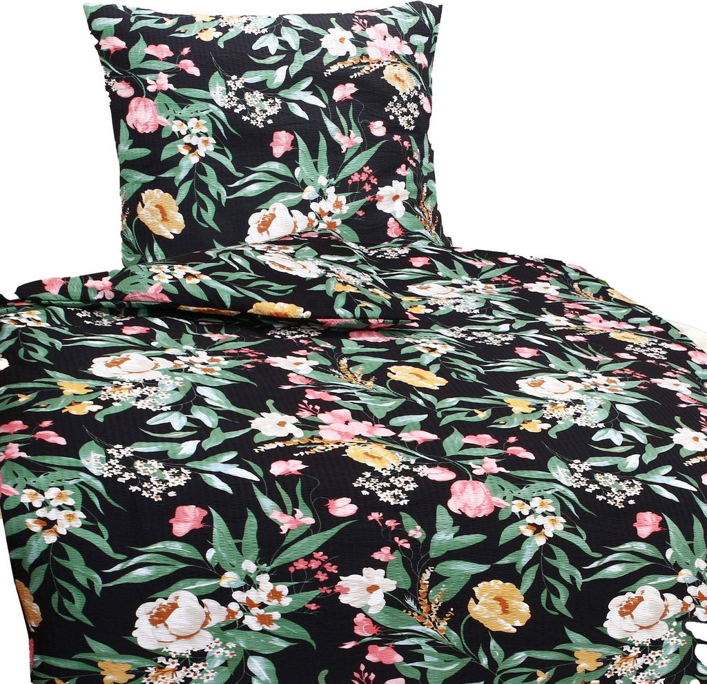 Bettwäsche Seersucker Mikrofaser Blumen 135x200 80x80 Produktbild 
