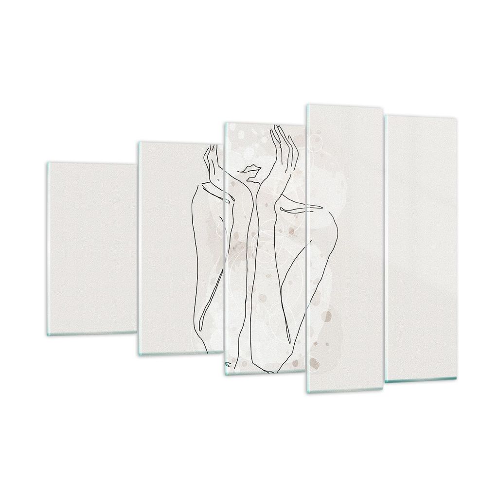Bilder auf glas - 5 Teile - Grafik Frau Licht - 150x100cm - Glasbilder - Wandbilder - Bilder - zum Aufhängen bereit - Wanddekoration aus Glas - Gl...