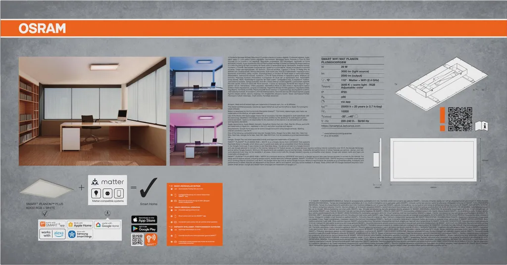 Éclairage Connecté Osram Planon Plus Matter pour Salon et Bureau Blanc - 3