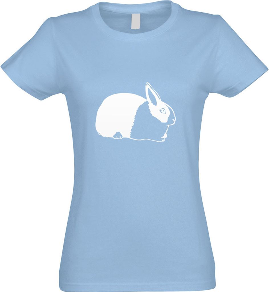 Kiwistar - T-Shirt tailliert - Damen - himmelblau - Hasen Piktogramm - Häschen - mit Motiv Bedruckt - Funshirt Design - Sport - Freizeit - Damen - M