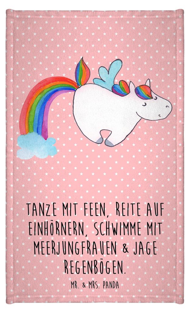 Mr. & Mrs. Panda Handtuch Einhorn Fliegendes Pferd - Rot Pastell - Geschenk, gäste wc, Spielen, Unicorn, buntes, Glitzer, Realität, Frotteetuch, ...