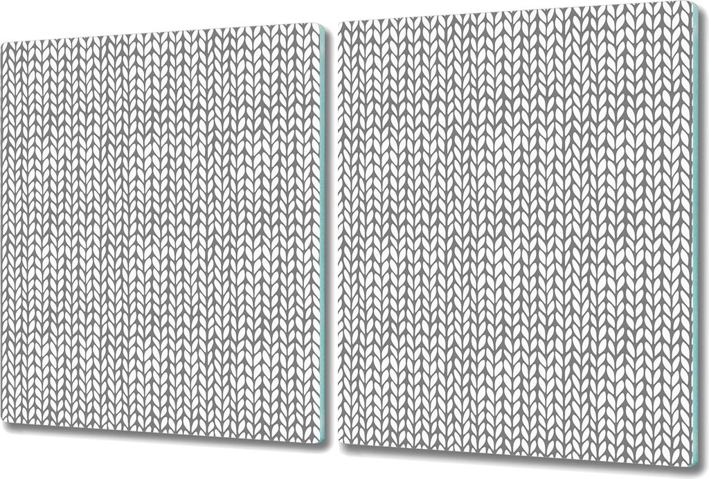 Herd-Abdeckplatte Glas Schneidebrett Ceranfeld-Abdeckung - 2x 40x52 cm - Graue Wabenmuster