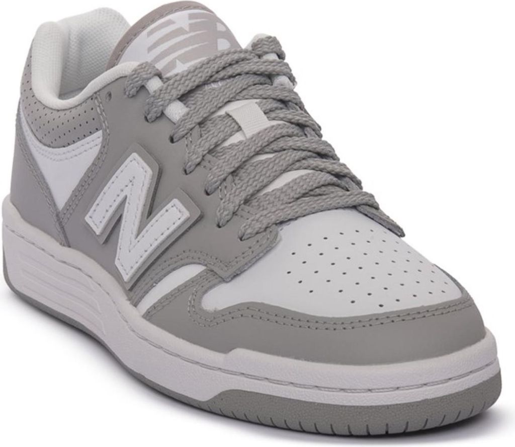 New Balance BB480LGE Damen Halbschuhe in Grau-Weiß mit Schnürverschluss