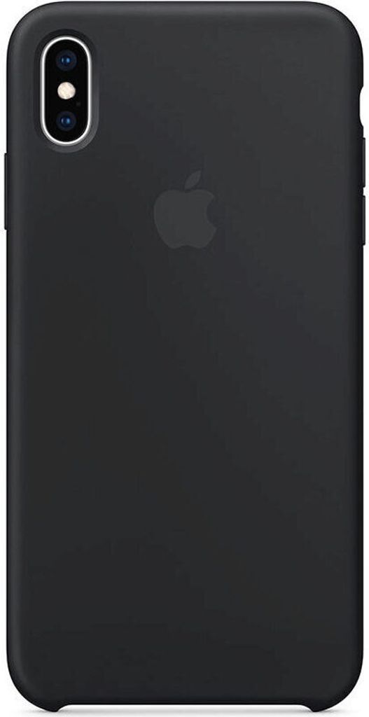 A black silicone case for an iPhone XS Max is shown from the back.