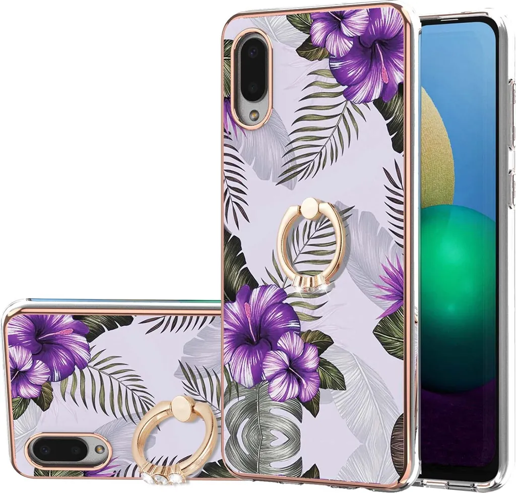 Cover Viola Samsung A02 / M02 Silicone Slim con Ring Holder Magnetico