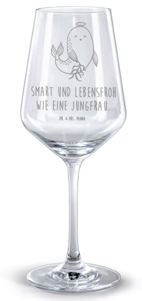 Mr. & Mrs. Panda weinglas graviert Sternzeichen Jungfrau - Transparent - Geschenk, Bordeauxglas, Meerjungfrau, Kelch, Rotweinglas mit Gravur, Jungf...
