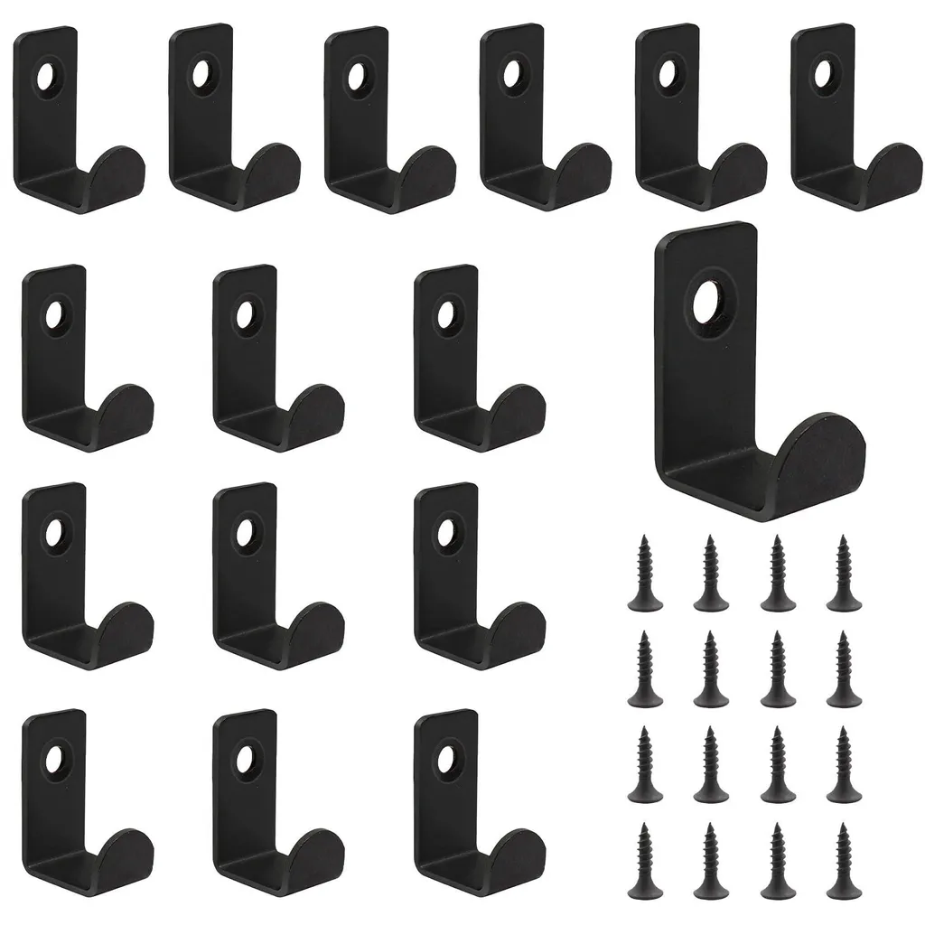 Crochets muraux noirs en L pour vestiaire, stop aux chutes, pack de 16