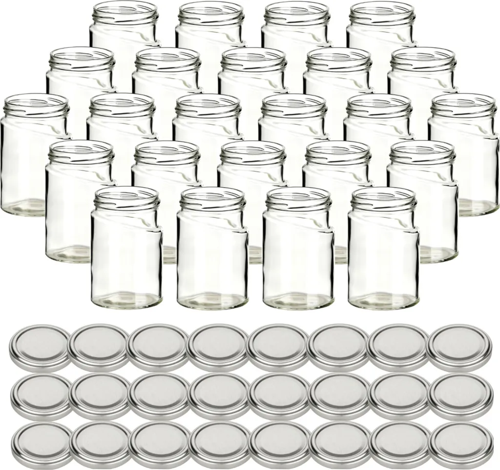 set di 24 vasetti da conserva 314 ml Skew con tappo a vite color argento - Vasetti vuoti con tappo a vite per marmellata, miele, spezie