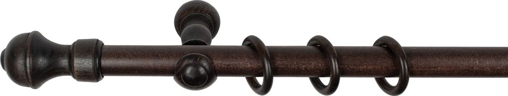 SN Deco - Stilgarnitur Gardinenstange Vorhangstange Ares, Holz, Klassikträger offen, 28 mm, 1-Lauf, Komplettset mit Ringen, Farbe Wenge, 540 cm (3...
