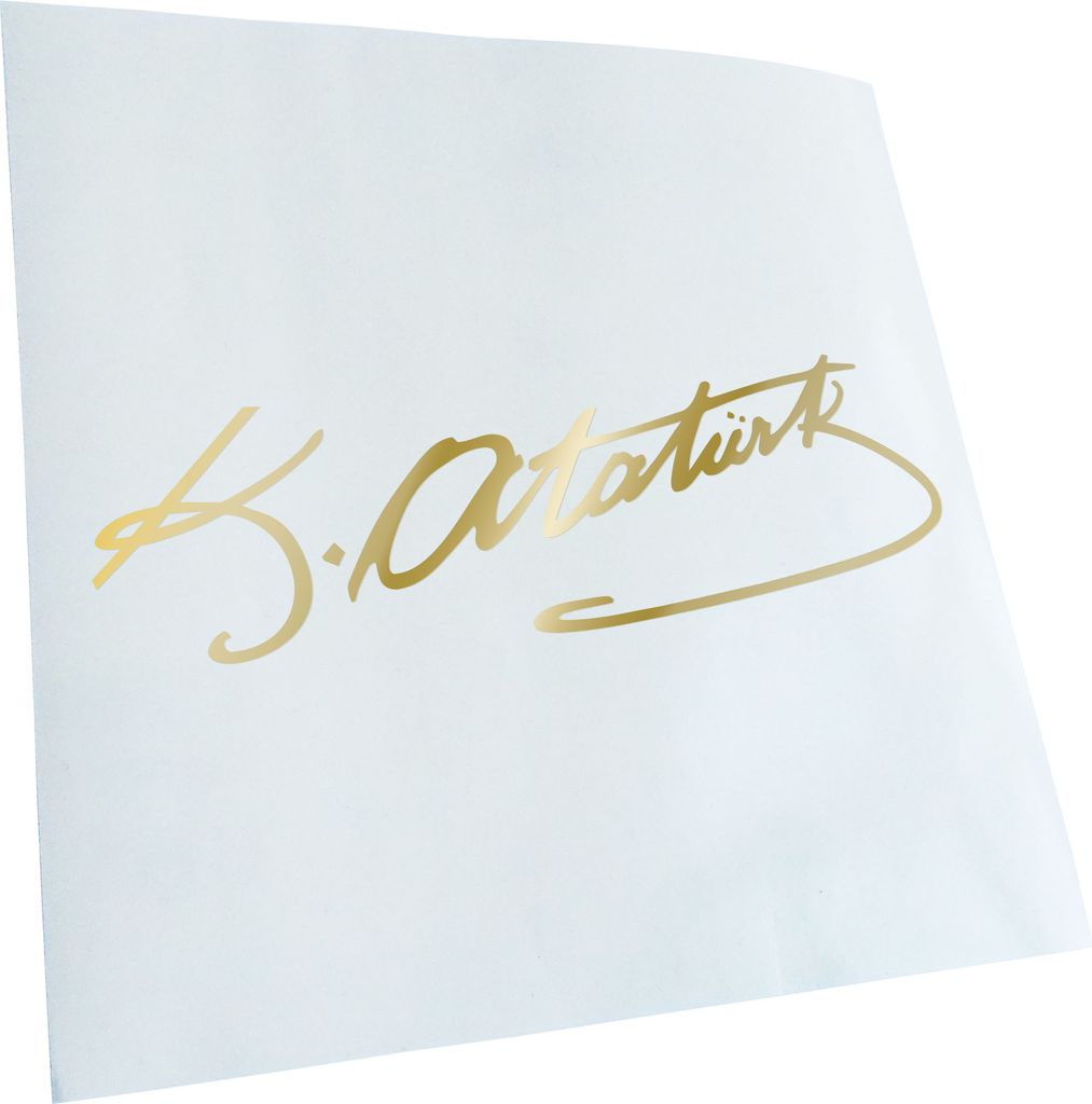 Kiwistar - Autoaufkleber - Mustafa Kemal Atatürk - Goldchrom - 24x8cm - Aufkleber für Auto, Laptop, Fahrrad, LKW, Motorrad mehrfarbig JDM Decal R...