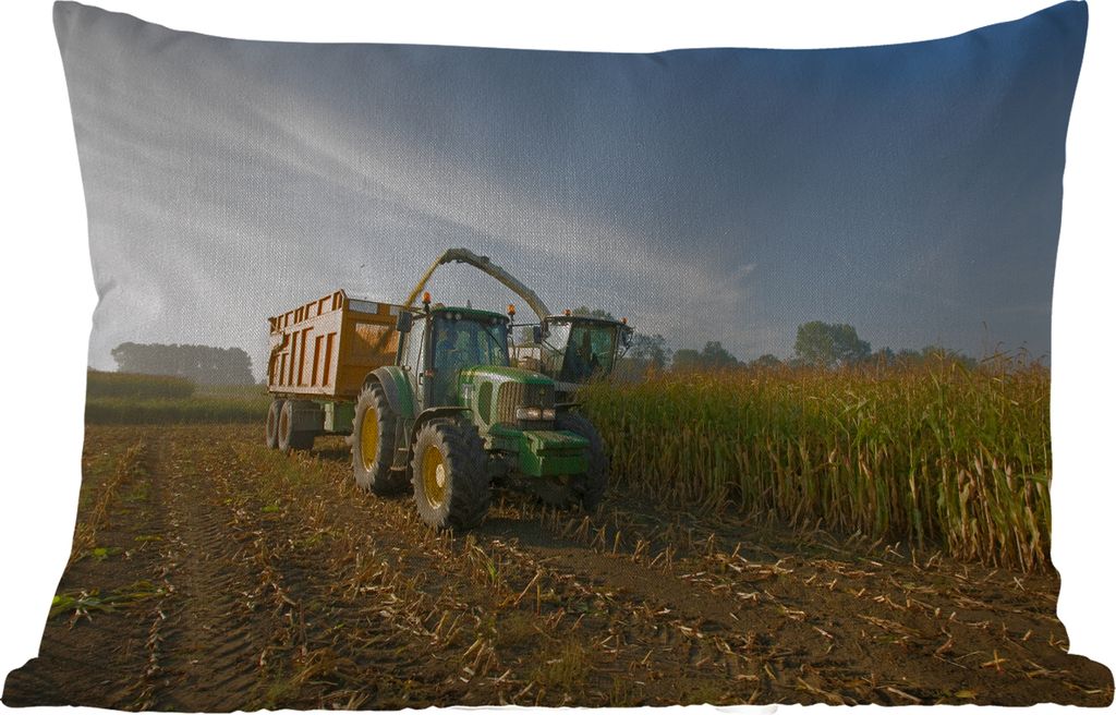 MuchoWow Outdoor Kissen - Traktor - Anhänger - Mais - Grün - Landleben - 60x40 cm - Wetterfest - Lounge Kissen - Zierkissen - Kissen für Innen...