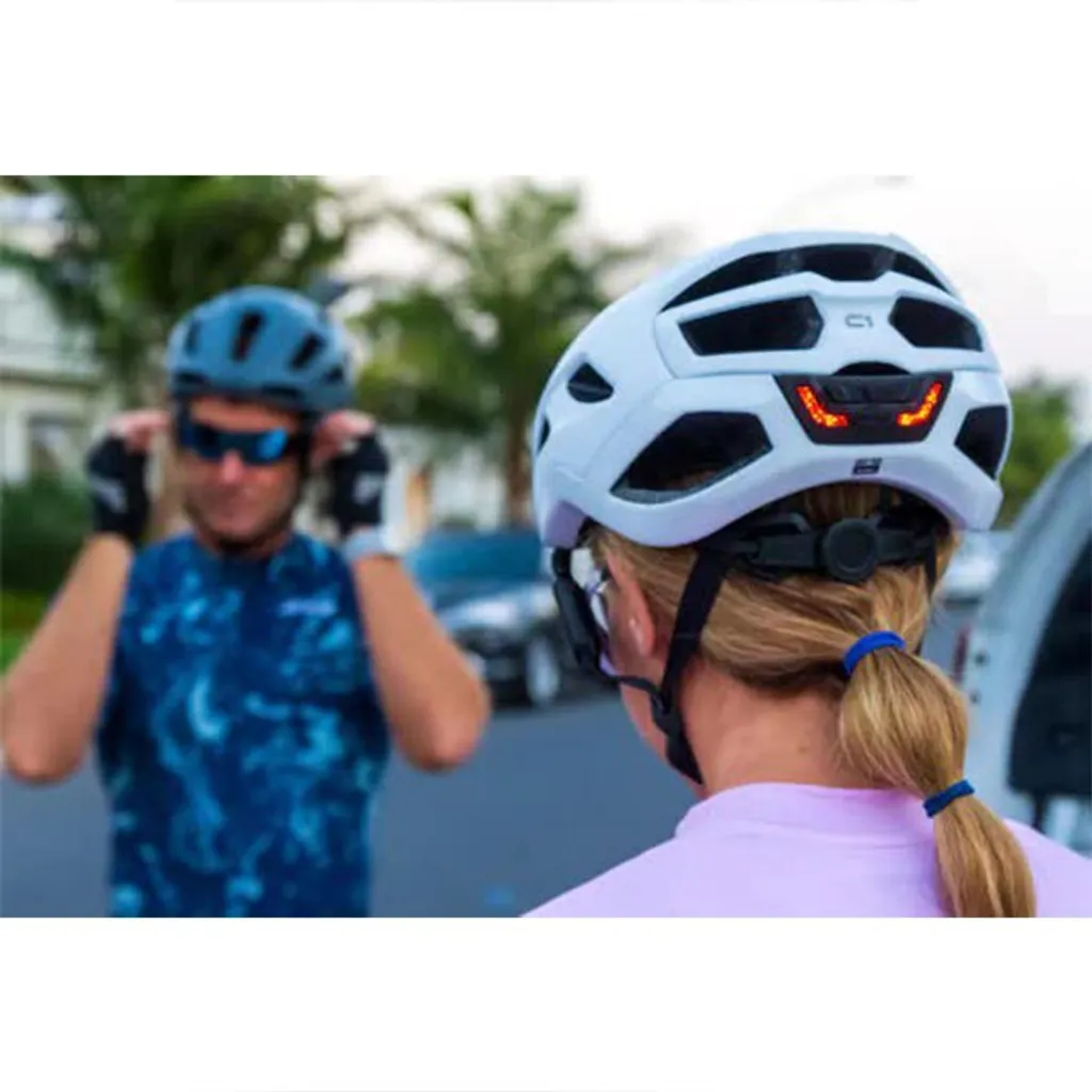 Sena C1 Casque de vélo Bluetooth Intercom HD et Sécurité LED Gris M