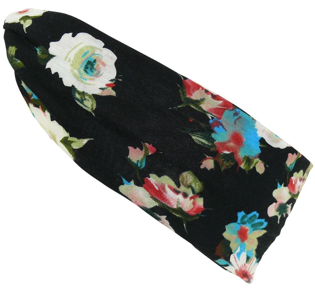 Damen Haarband oder Stirnband in 5 Farben mit Blumen Produktbild 