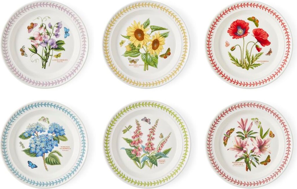 Portmeirion Keramik Teller 6er Set Botanic Garden Meadow Wiesenblumen