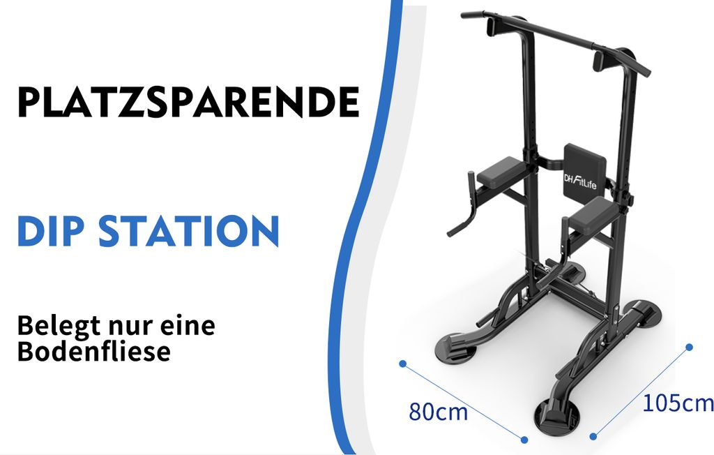 DH FitLife Power Tower Dip Station | Power Rack mit Produktbild 10