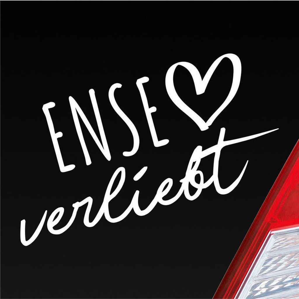 Auto Aufkleber Ense verliebt Herz Gemeinde Liebe Car 19x10 cm Weiss Matt Sticker Heckscheibenaufkleber