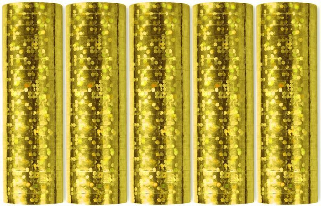 5 Glitzer Luftschlangen gold metallic Produktbild 
